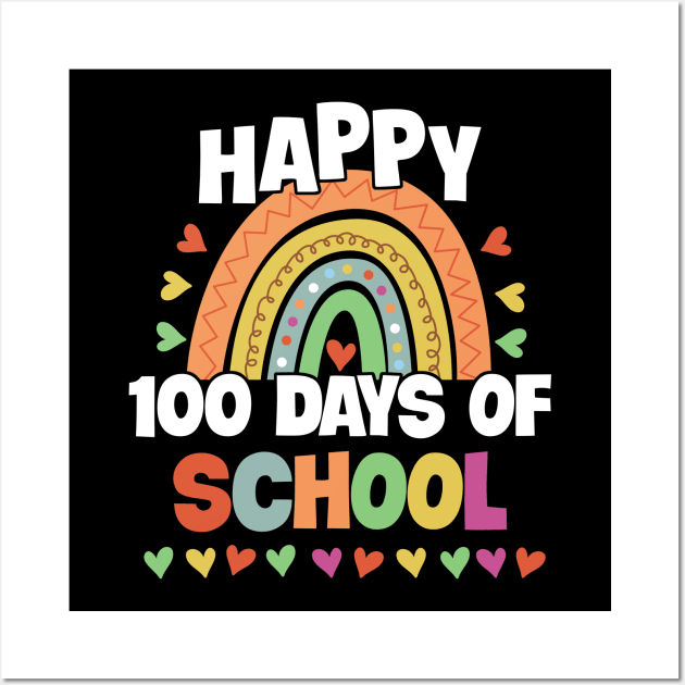 Happy 100 Days of School Rainbow Kids Boys Girls Teacher Wall Art by panji derel